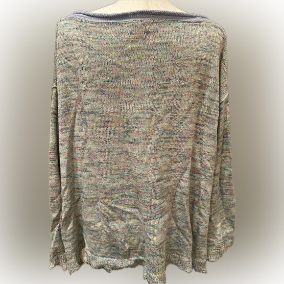 Free People S Pullover Sweater Aqua Combo Boxy Fit EUC - Picture 4 of 10